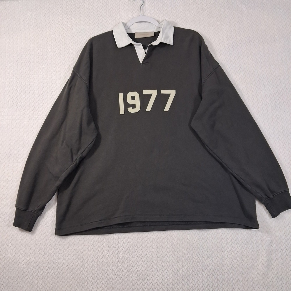 Fear of God Essentials Rugby Shirt 1977 Mens Small Brown Runs Big Bi